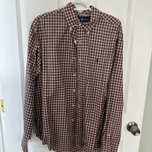 Ralph Lauren Men's Red and White Plaid Shirt